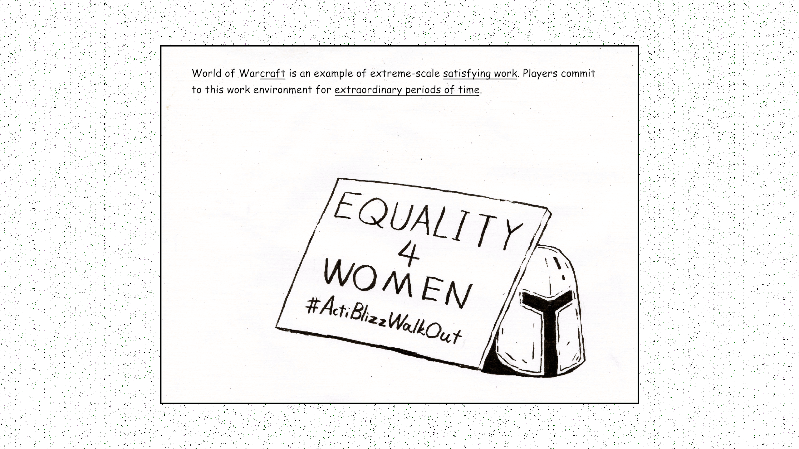 Equality 4 Women sign propped up by a helmet